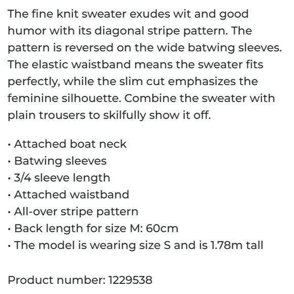 BONITA NWT RARE XXL Striped Fine Knit Pullover Sweater • Germany Exclusive - Picture 8 of 12